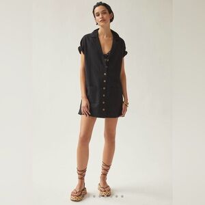 Anthropologie Pilcro Black Short sleeve shirt dress size xxs